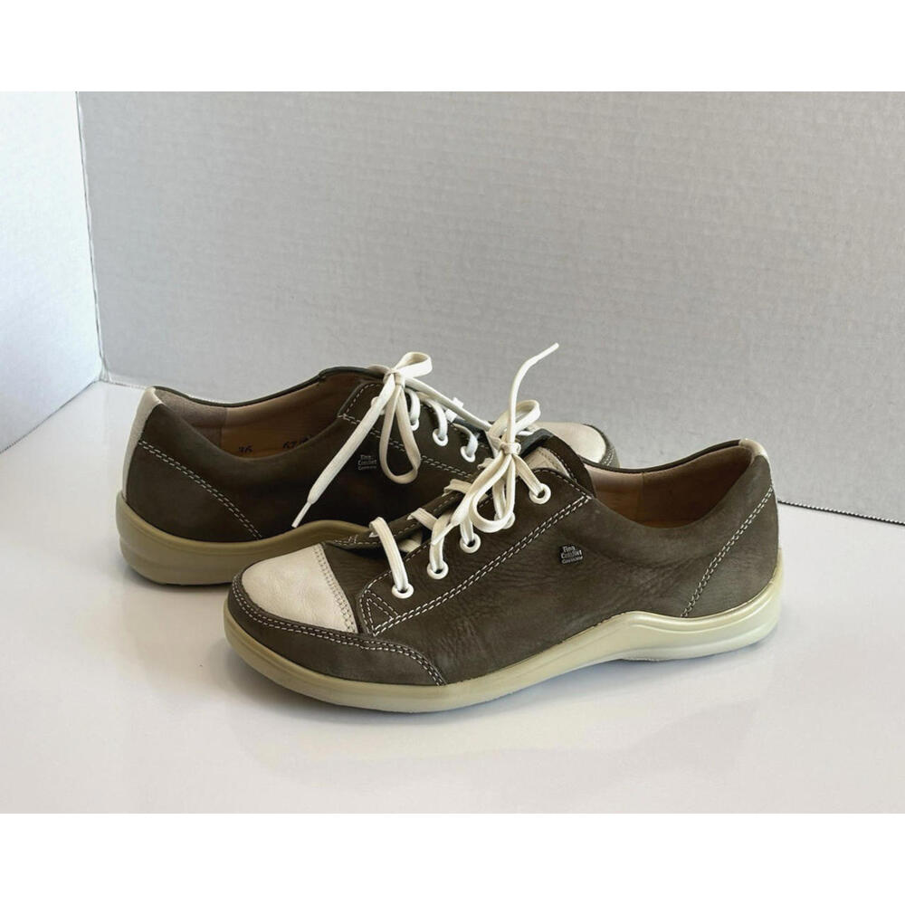 Finn Comfort Soho Womens Olive Leather Cap Toe Sneakers US 6/EU 36 Shoes Germany